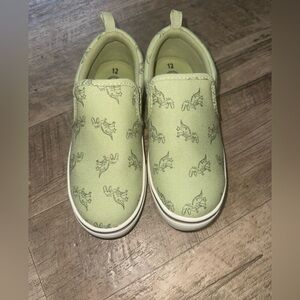Kids Dinosaur Print Slip-On Shoes - Green